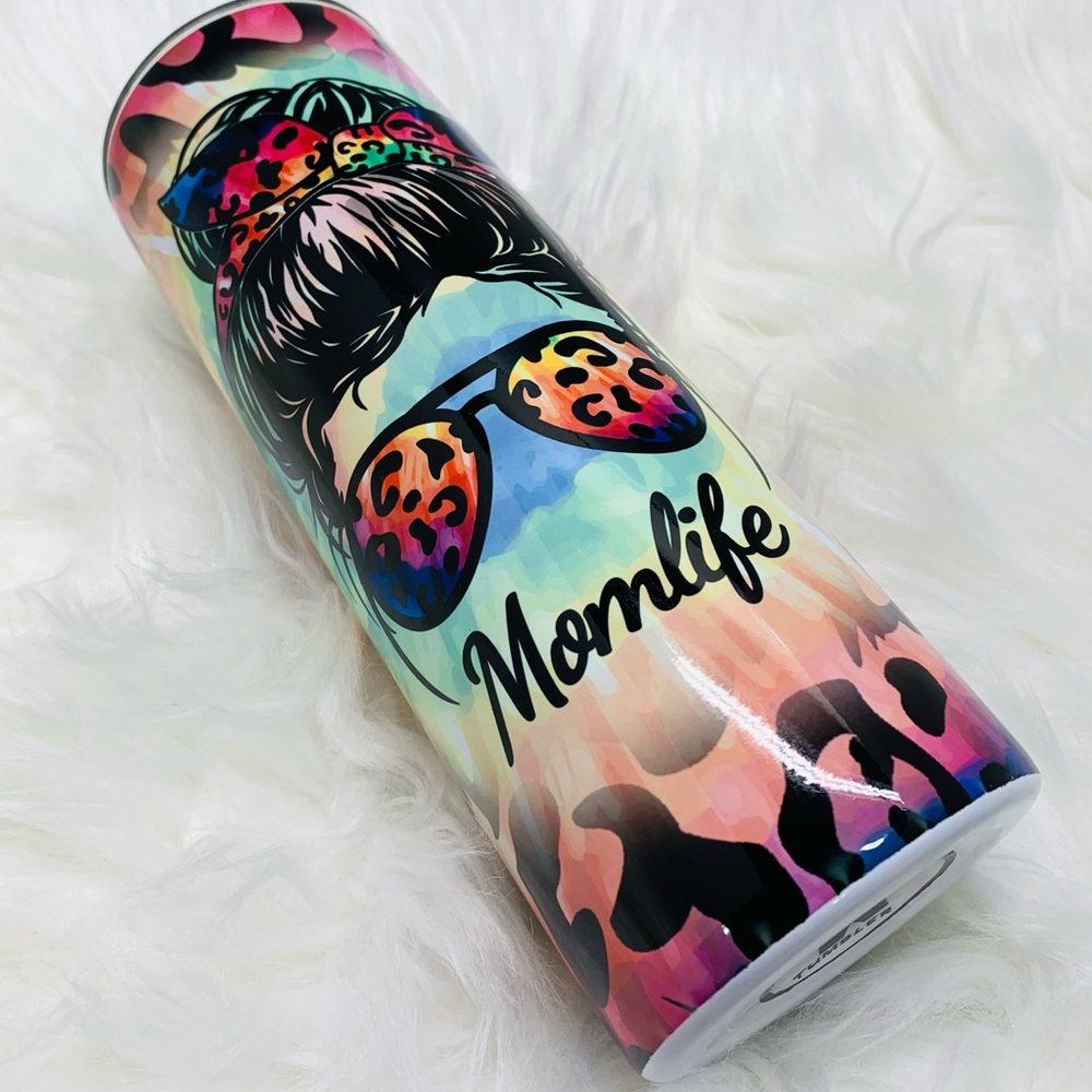 Custom Mom Life Tie Dye And leopard Print Tumbler